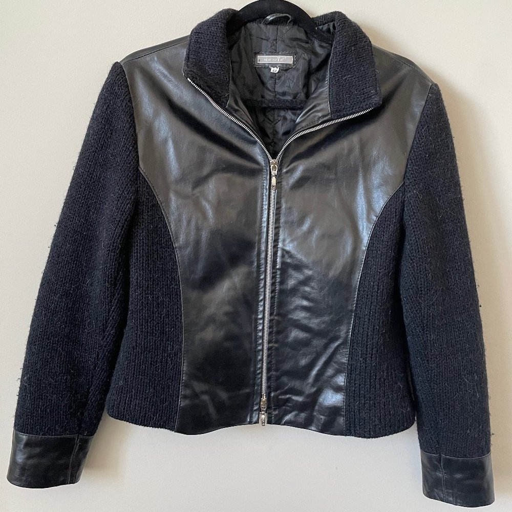 Kente Italian Leather and Wool Blend Jacket